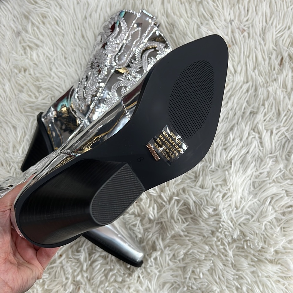 Billini Sergio Silver Chrome Pointed-Toe Western Boots - Picture 7 of 10